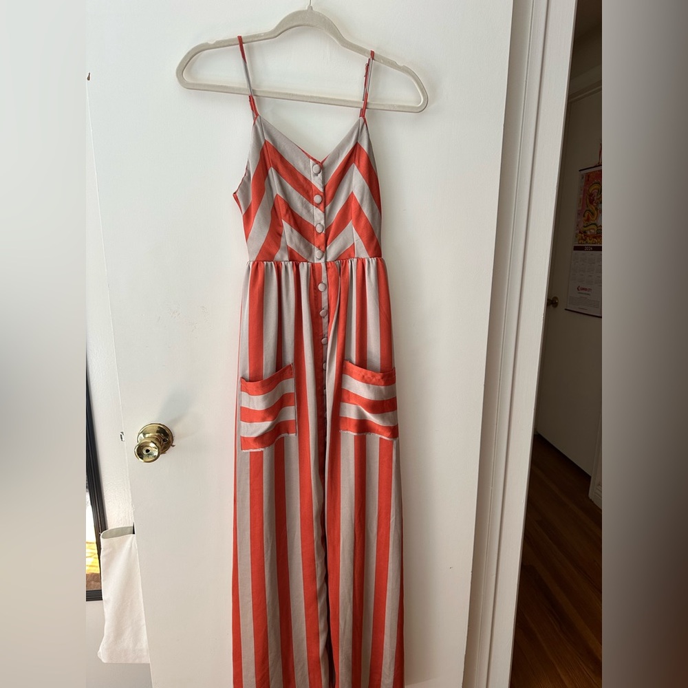 Maxi dress. Beautiful rust color with beige stripes
